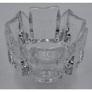 Vintage Lars Hellsten Orrefors Crystal Corona Bowl ea Panel Etched Initials HTD